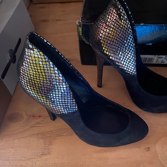 Black and Silver Women's Heels - Picture 1 of 6